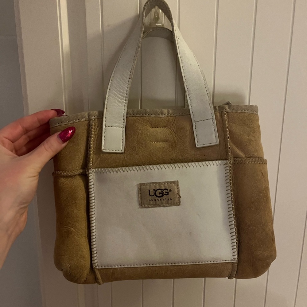 UGG Two-Tone Tan and White Suede Tote